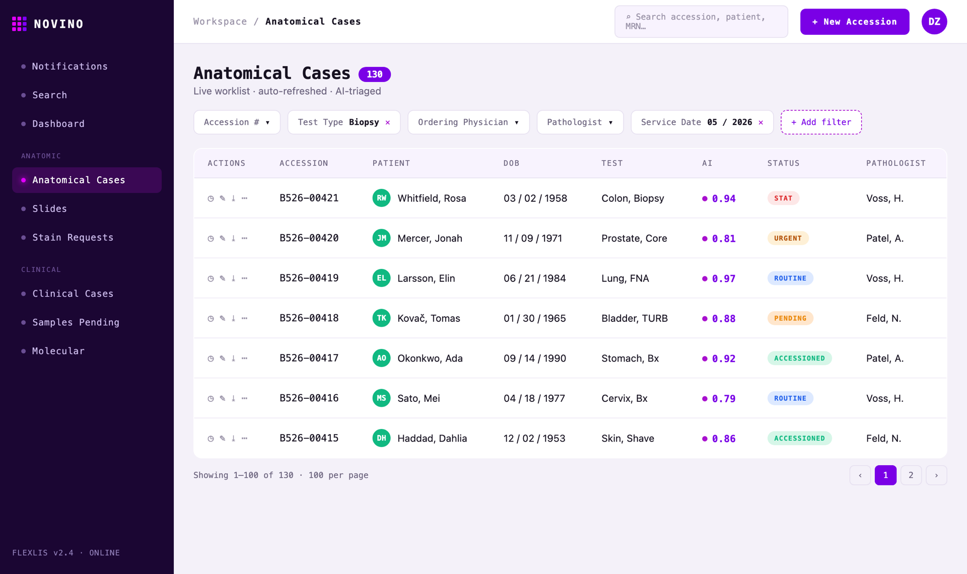 FlexLIS LIS — case worklist